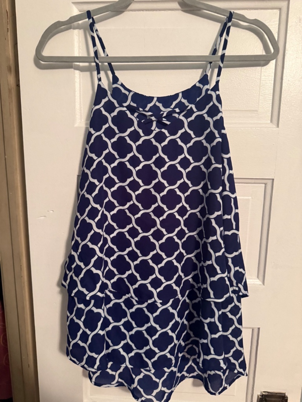 Buckle Navy & White Geometric Print Layered Tank Top Size Large